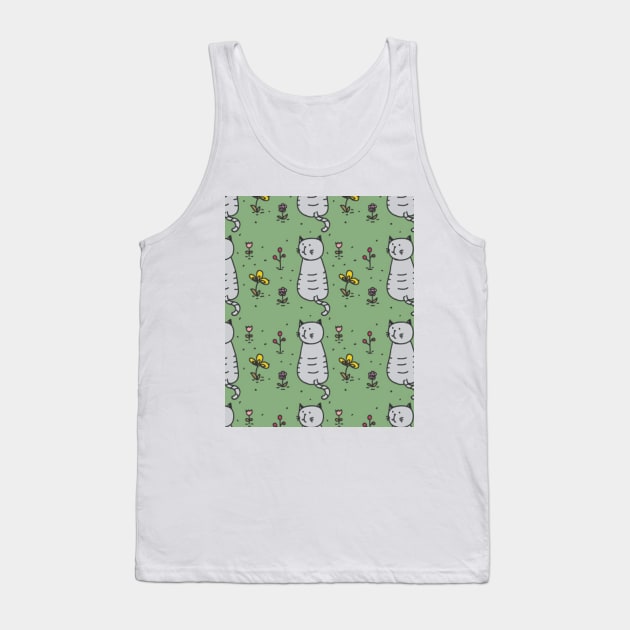 Pattern cute cats ,Funny cats Tank Top by M.G Design 